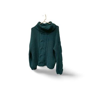 Seven7 Teal Cable Knit Cowl Neck Chunky Sweater Size Small
